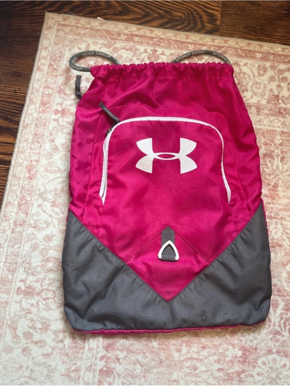 Under Armour Hot Pink and Gray Drawstring Gym Sack